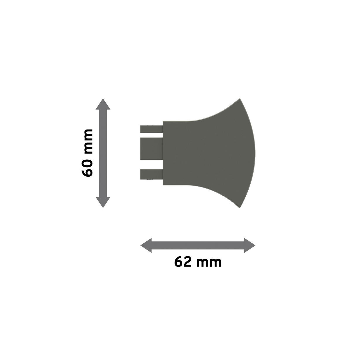 ENDSTÜCKE FÜR GARDINENSTANGEN 14x35 mm, Conex Edelstahl-Optik, Packung 2 Stück - Edelstahlfarben, Metall (6.2/6/6cm) - INTERDECO