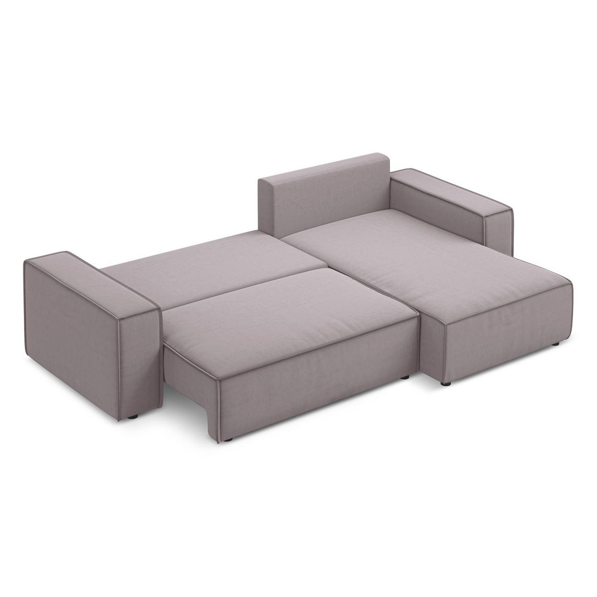 ECKSOFA mit Schlaffunktion Samt Stoff Violett - Lila/Flieder, Kunststoff/Textil (290/185cm) - LaMiaSofa