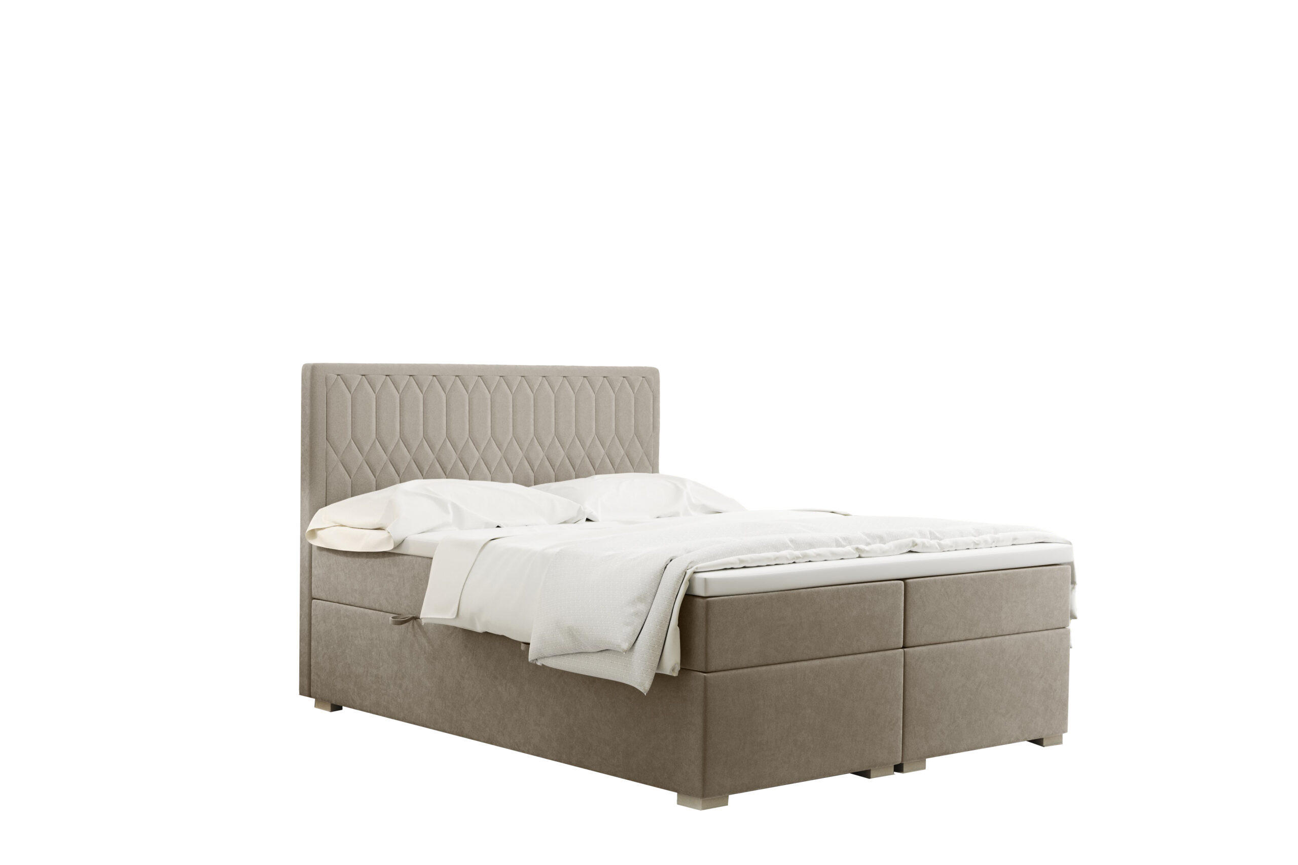 BOXBETT Mit Bettkasten Matratze Topper RIMINI Stoff Riviera Beige 120x200 cm H2-Pocket - Beige, Holz/Textil (120/200cm) - Kaiser Möbel
