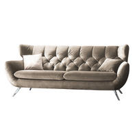 SOFA CHARME Braun Velvet - Dunkelbraun/Silberfarben, Textil/Metall (175/94/95cm) - KAWOLA
