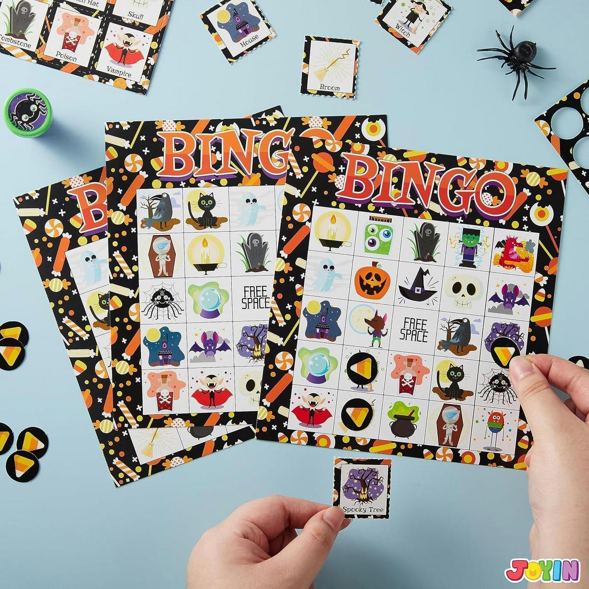 BINGO-SPIELSET Halloween 28 Spieler - Multicolor, Karton (16.6/17.6cm)
