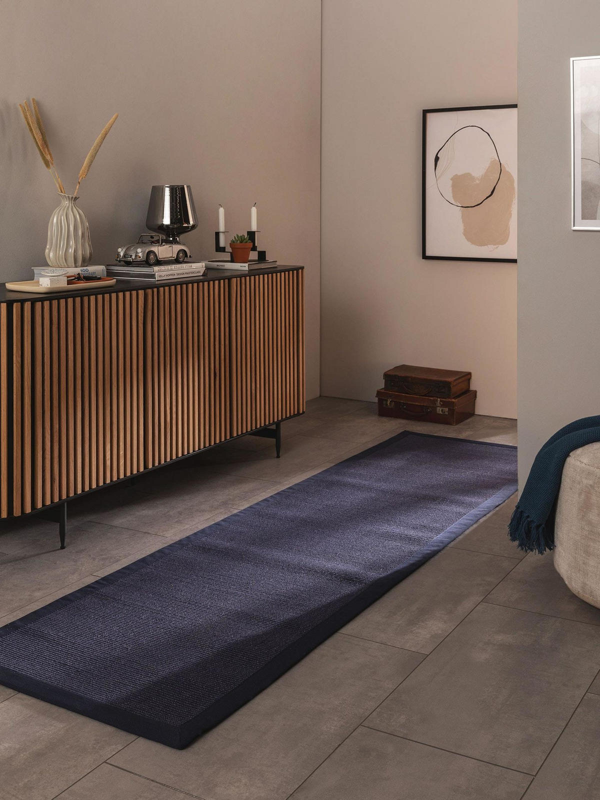 SISALTEPPICH Sana Blau 70x240 cm - Blau, Naturmaterialen/Kunststoff (70/1cm) - KUNSTLOFT