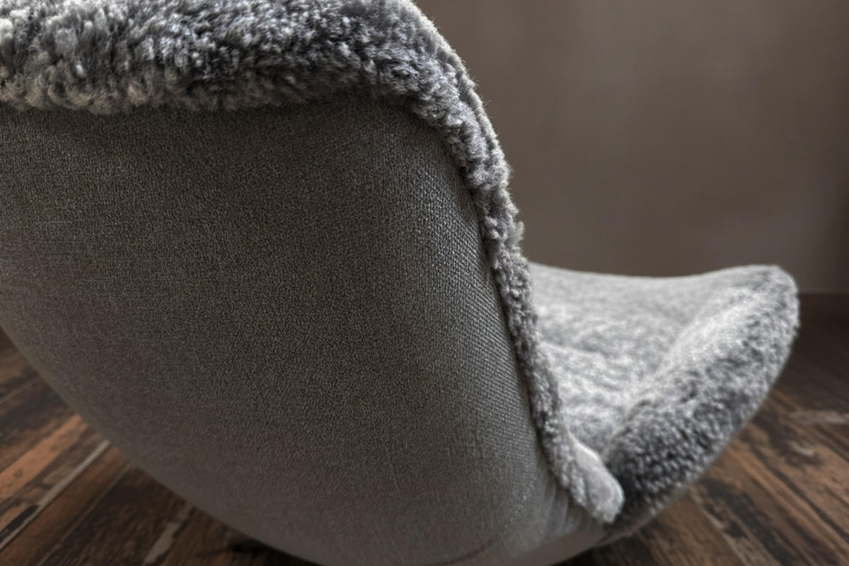 RELAXSESSEL SILVA Hellgrau Schaffell Relaxfunktion - Hellgrau/Schwarz, Naturmaterialien/Fell (77/106/86cm) - KAWOLA