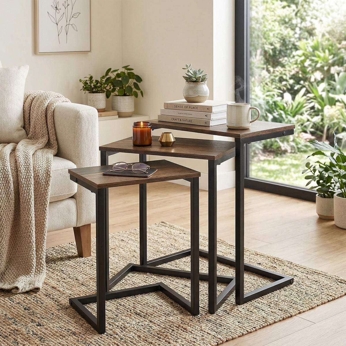 COUCHTISCH DE-08782 3er-Set Braun - Braun, Metall (45/30/60cm) - ComfortXL