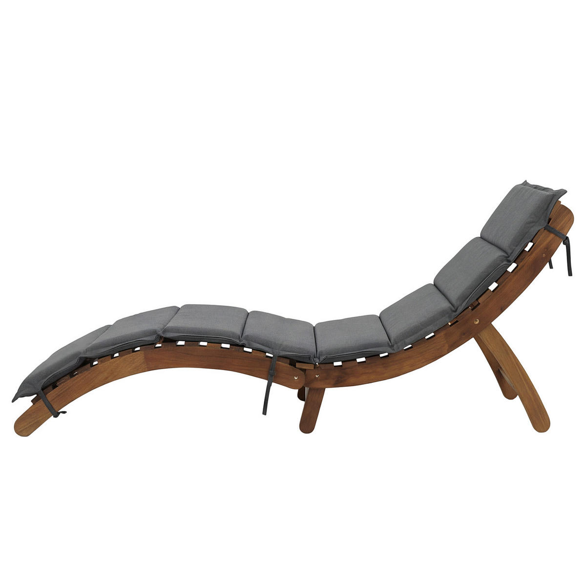 GARTENLIEGE - Akazie massiv / Webstoff - Anthrazit, Holz/Textil (54/55/168cm) - home24