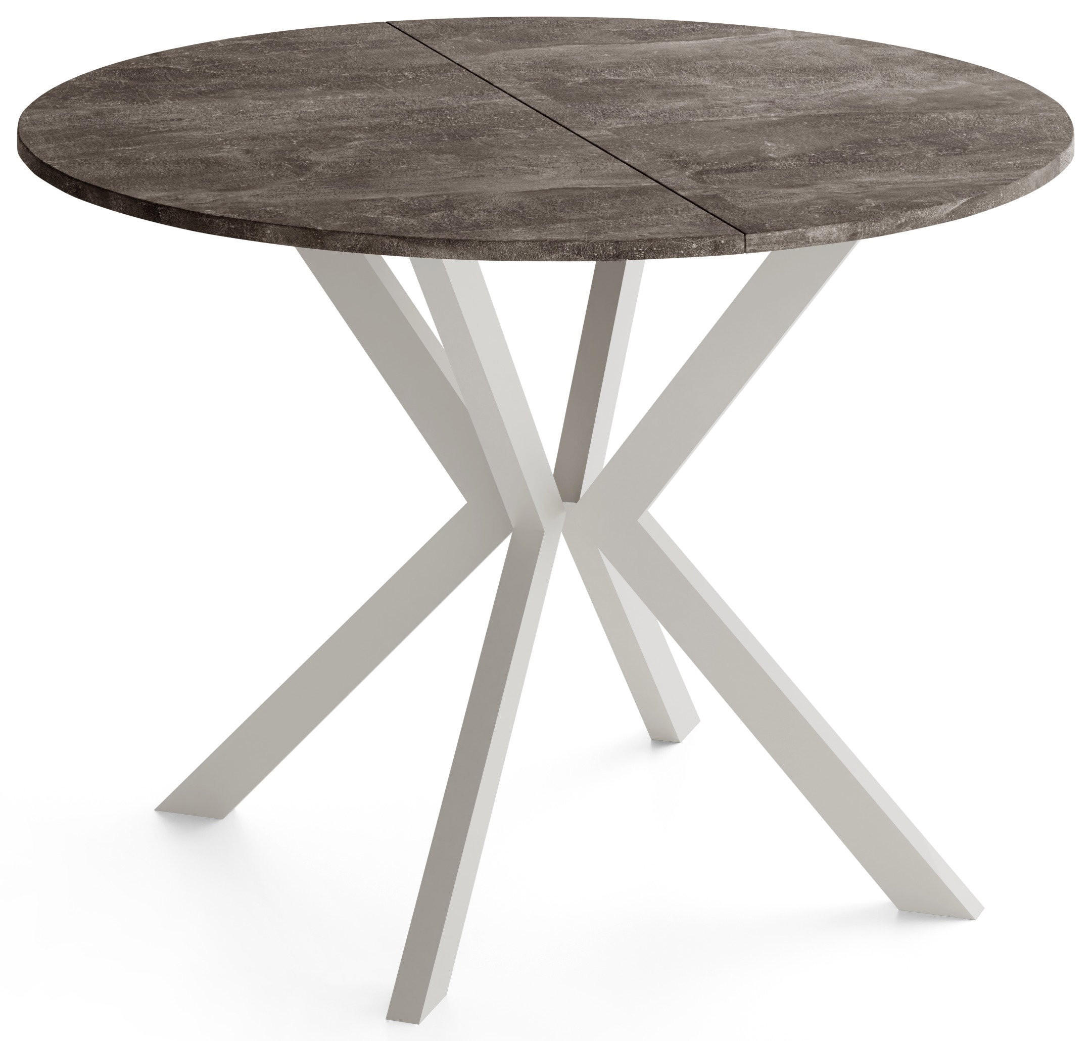 ESSTISCH Valio rund oval ausziehbar verlängerbar mit Metallbeinen in Kaschmir Grau, Beton Dunkelgrau 100-140/100/76 cm - Kaschmir/Dunkelgrau, Holzwerkstoff/Metall (100/140/76cm) - WFL GROUP