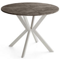 ESSTISCH Valio rund oval ausziehbar verlängerbar mit Metallbeinen in Kaschmir Grau, Beton Dunkelgrau 100-140/100/76 cm - Kaschmir/Dunkelgrau, Holzwerkstoff/Metall (100/140/76cm) - WFL GROUP