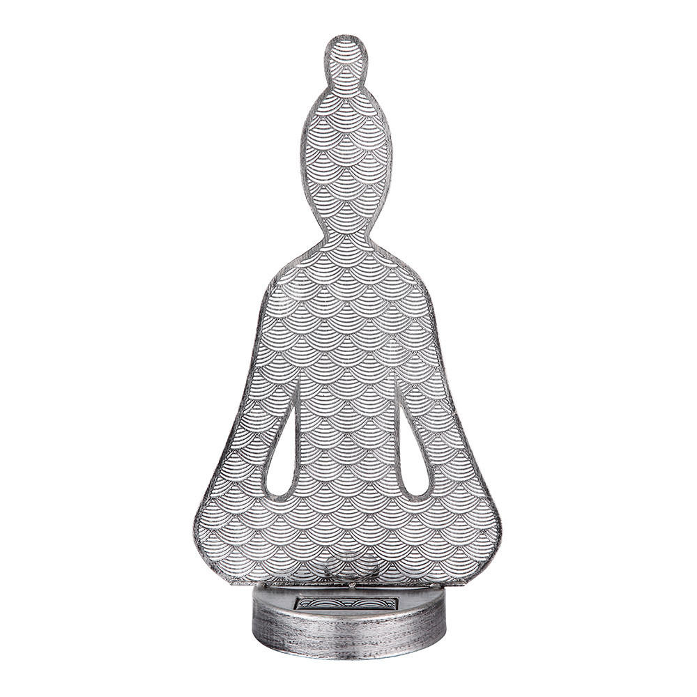 LED AUSSENLEUCHTE Buddha Silber Metall - Silberfarben, Metall (19/12/36cm)