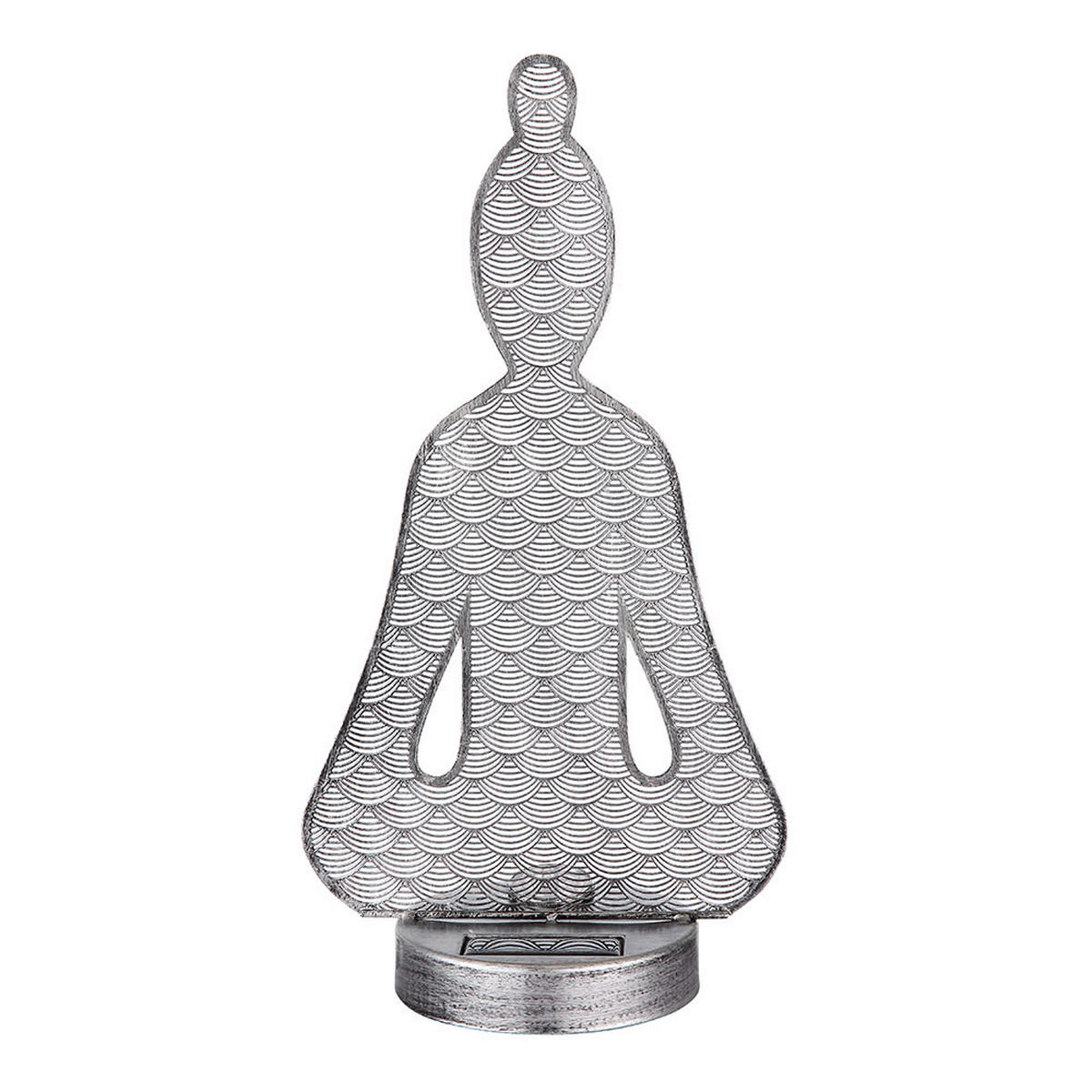 LED AUSSENLEUCHTE Buddha Silber Metall - Silberfarben, Metall (19/12/36cm)