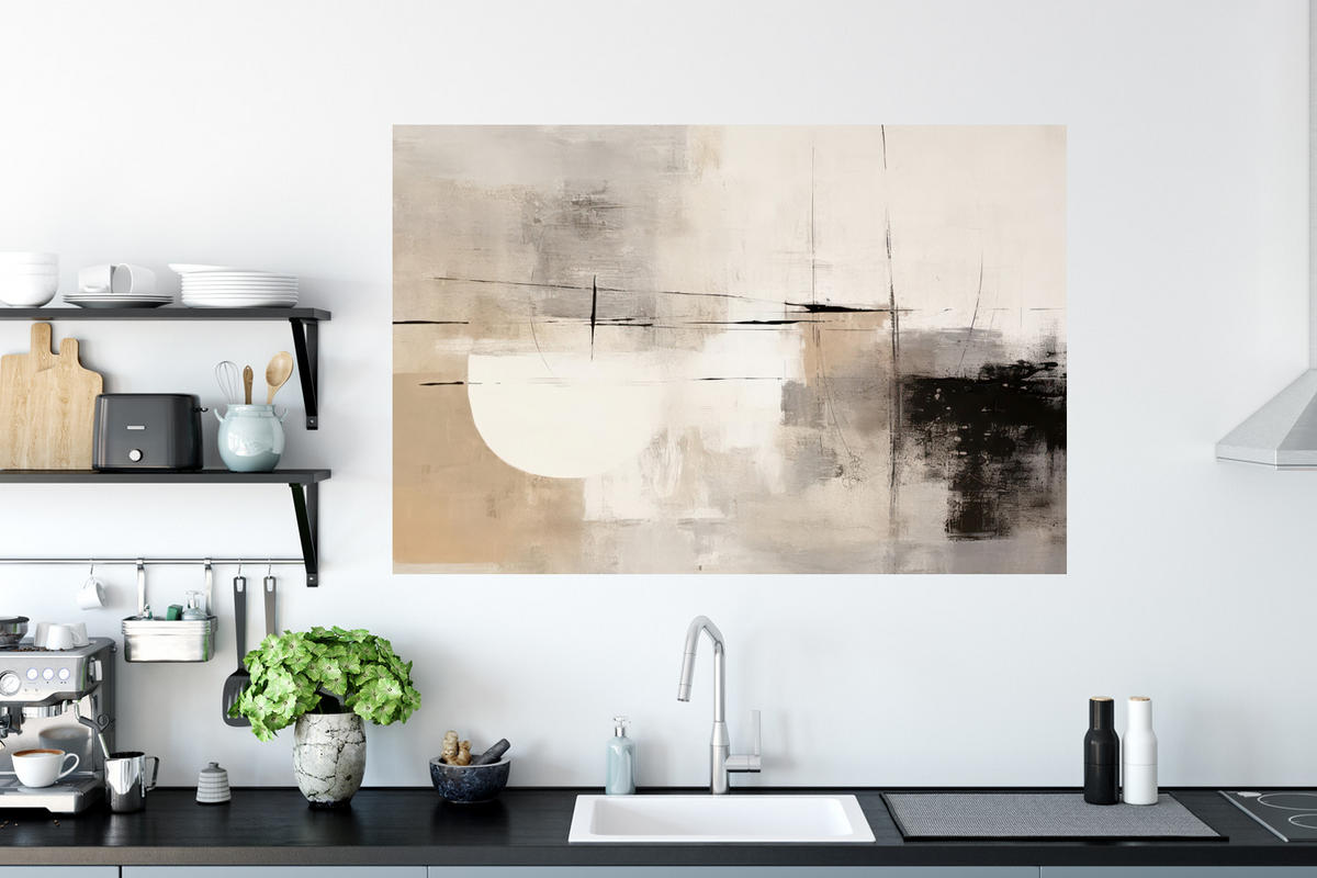 WANDTATTOO Abstrakt - Kunst - Grau 120x80 cm - Hellgrau, Kunststoff (120/80/0.1cm) - MuchoWow