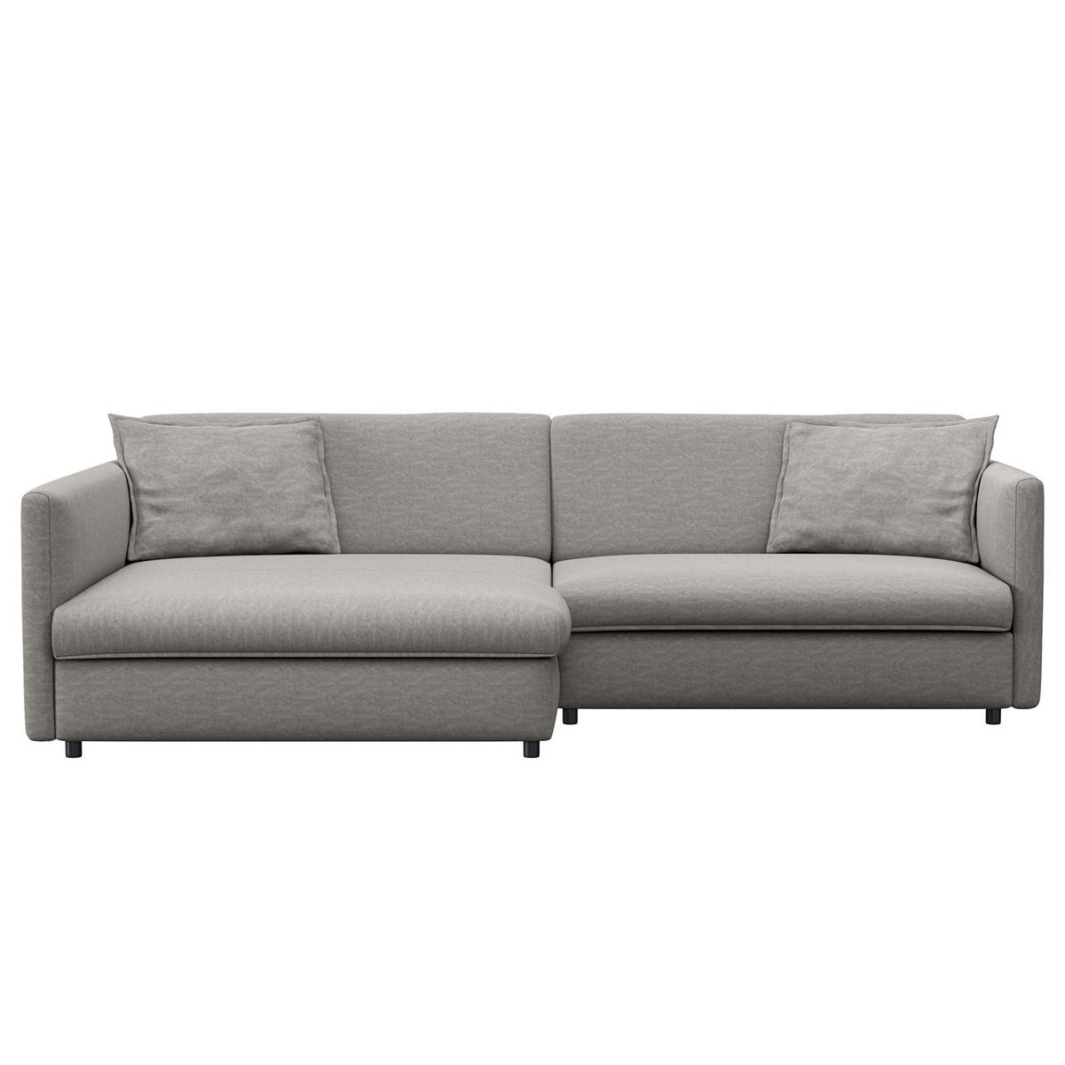 ECKSOFA mit Longchair - Schwarz/Grau, Kunststoff/Textil (290/183cm) - home24