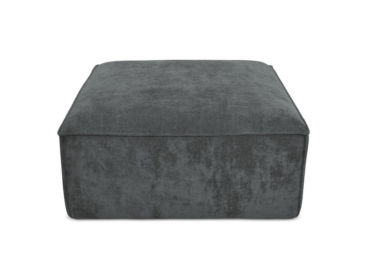 POUF Chenille Stoff Grau - Schwarz/Graphitfarben, Holzwerkstoff/Kunststoff (87/46/87cm) - Makamii