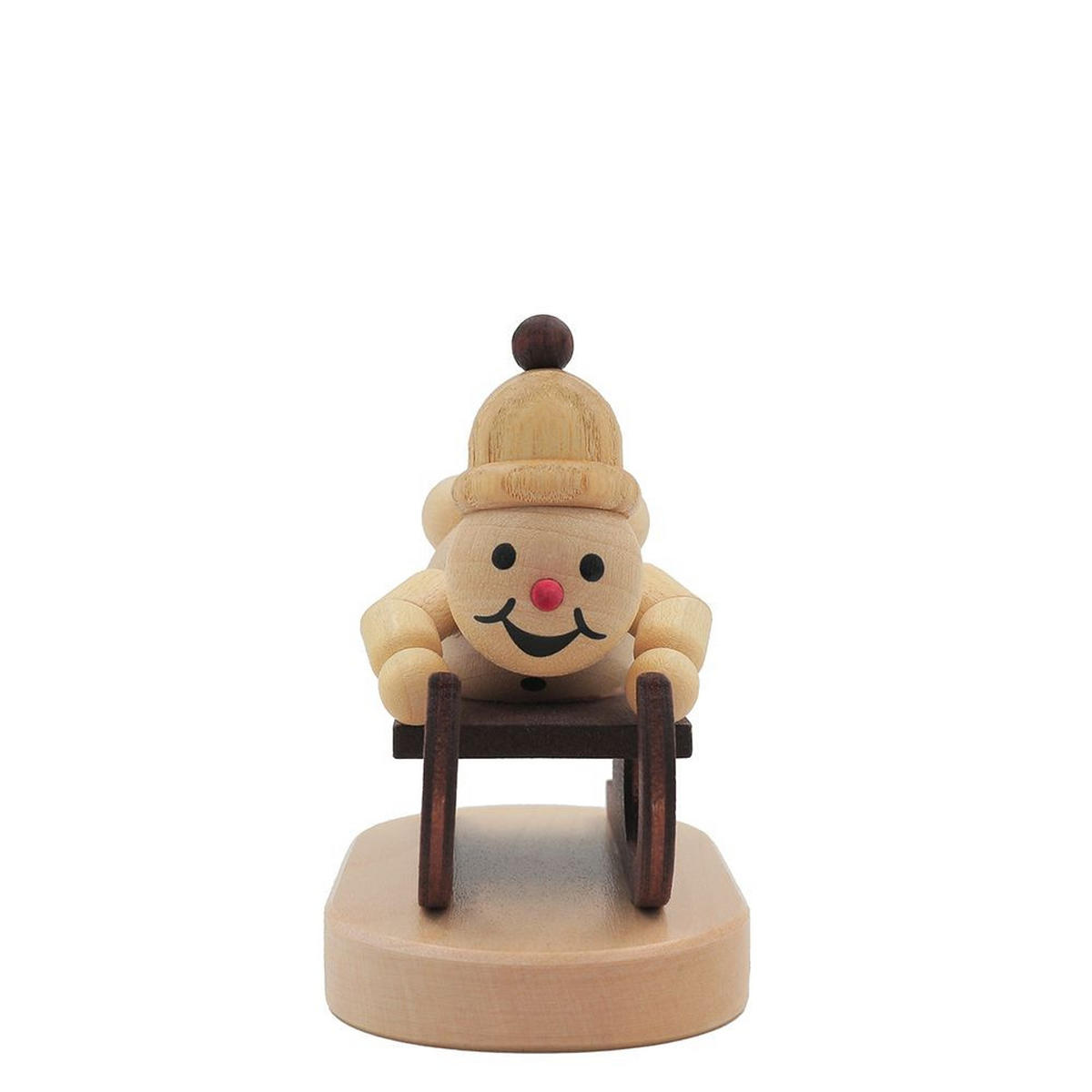 HOLZFIGUR Schneemann Junior Rennschlittenfahrer auf Sockel 7 cm - Multicolor, Holz (8/7/0.1cm)