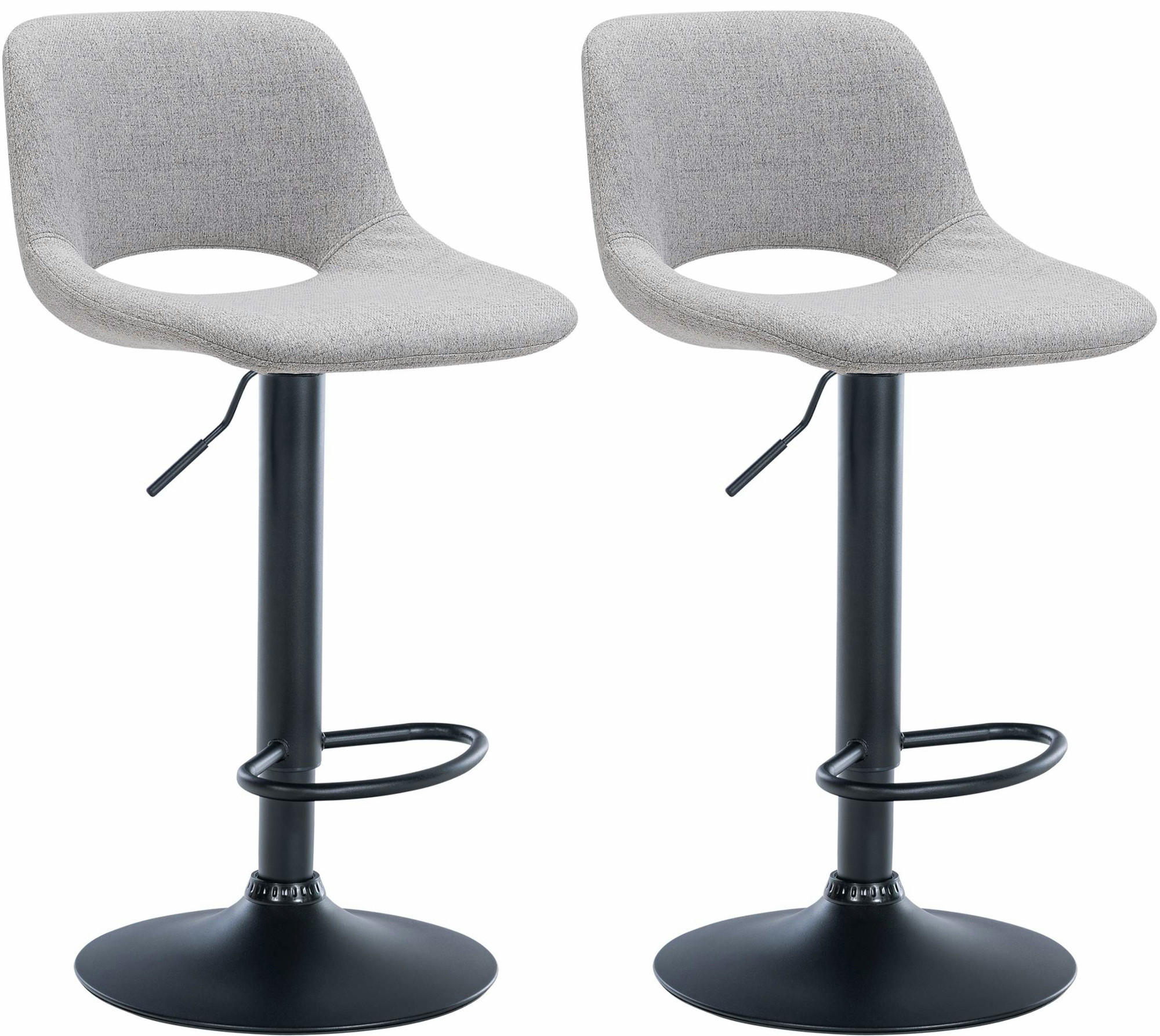BARHOCKER 2er Set Stoff hellgrau - Hellgrau/Schwarz, Textil/Metall (42/86/46cm) - CLP