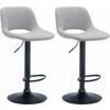 BARHOCKER 2er Set Stoff hellgrau - Hellgrau/Schwarz, Textil/Metall (42/86/46cm) - CLP