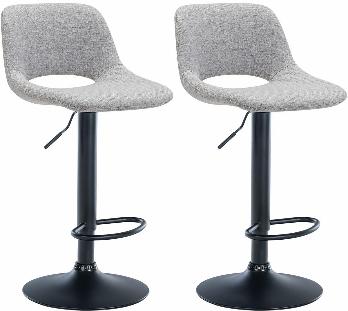 BARHOCKER 2er Set Stoff hellgrau - Hellgrau/Schwarz, Textil/Metall (42/86/46cm) - CLP