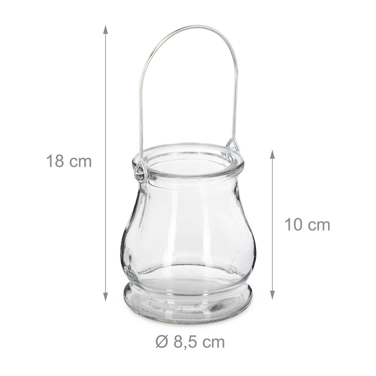 12xWINDLICHT - Transparent, Glas/Metall (8.5/10/8.5cm) - Relaxdays