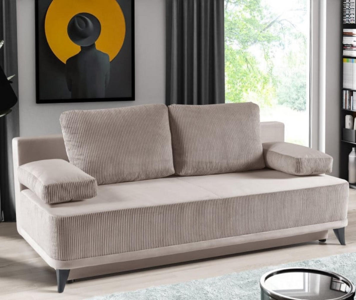 SOFA Beige OSLO Mit Schlaffunktion - Beige, Textil (200/90/91cm) - Sepro Meble