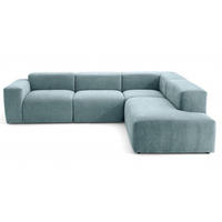 4-SITZER modulares Ecksofa HEAVEN SET 2 Rechts, Breite 300 cm Webstoff Blaugrau - Blaugrau/Schwarz, Holz/Kunststoff (245/300cm) - Muffo