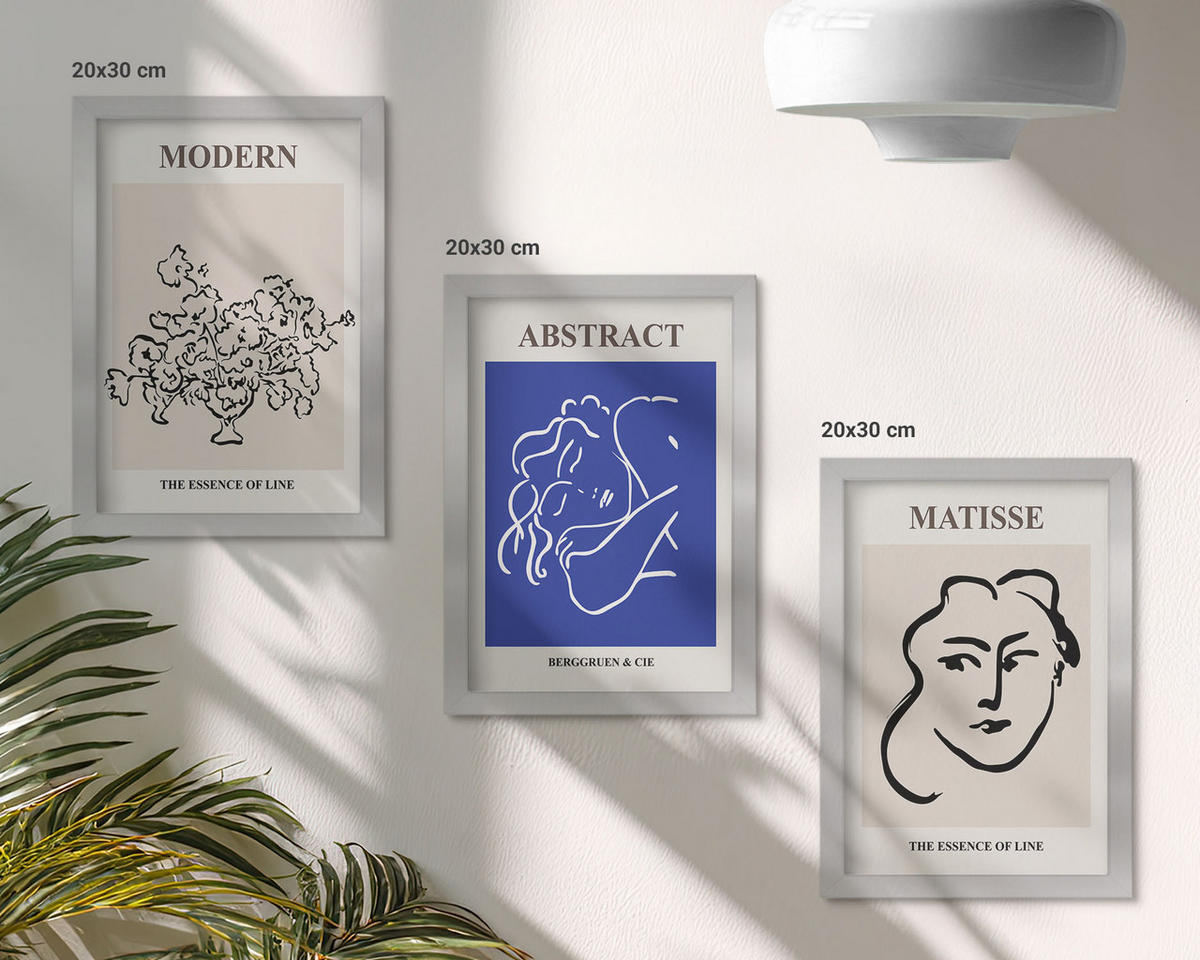 BILDER SET 3er Set - 20x30 cm Silberner Rahmen - Matisses moderne Plakate - Silberfarben, Kunststoff (20/30cm) - TULUP