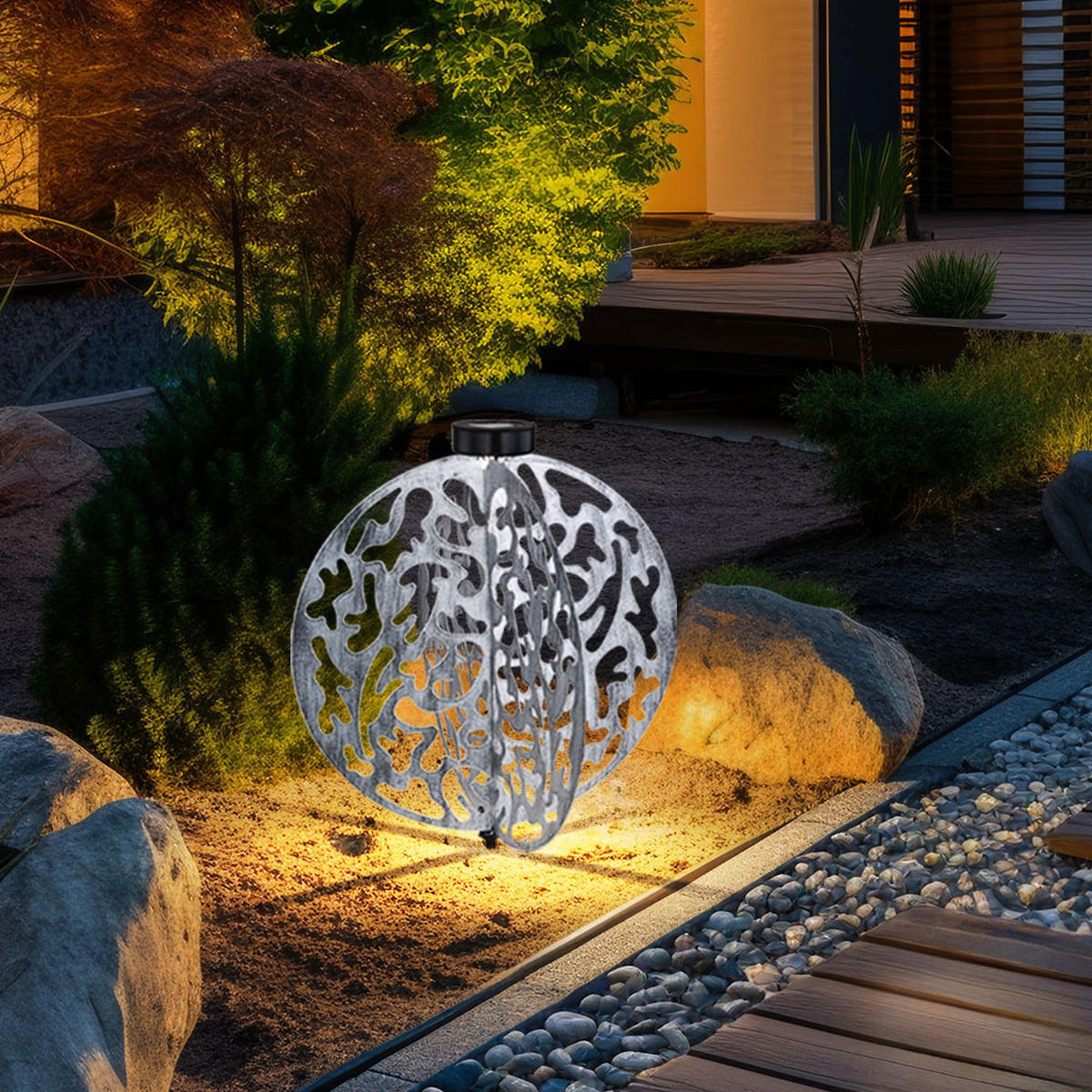 LED AUSSENLEUCHTE Metall Silber - Silberfarben, Metall (40/40/51cm) - Globo Lighting