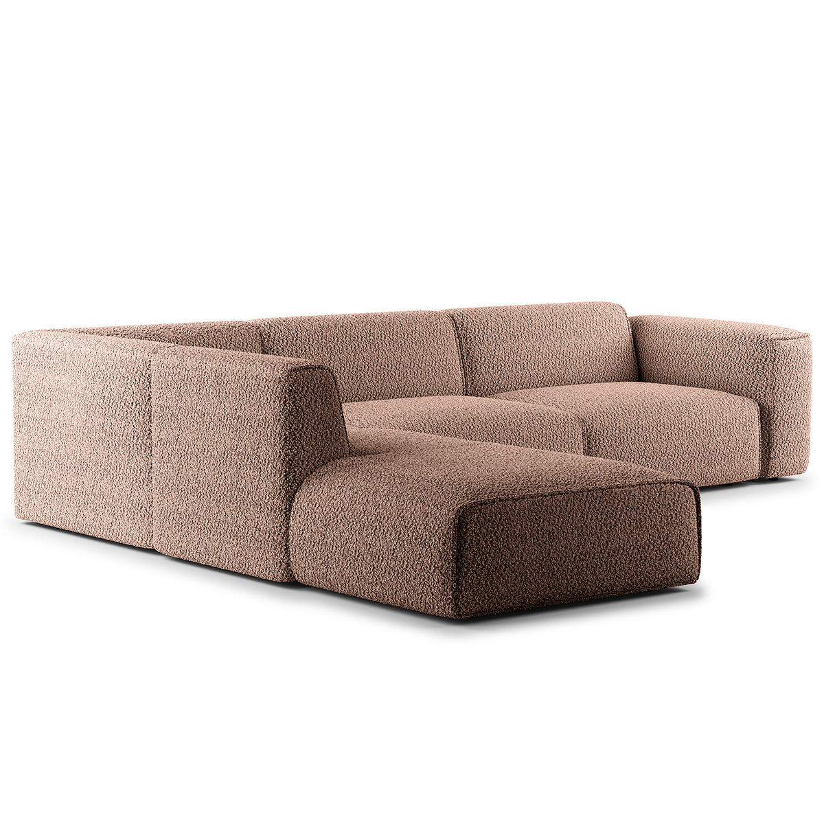 3-SITZER ECKSOFA mit Recamiere - Mauve/Schwarz, Kunststoff/Textil (295/231cm) - home24