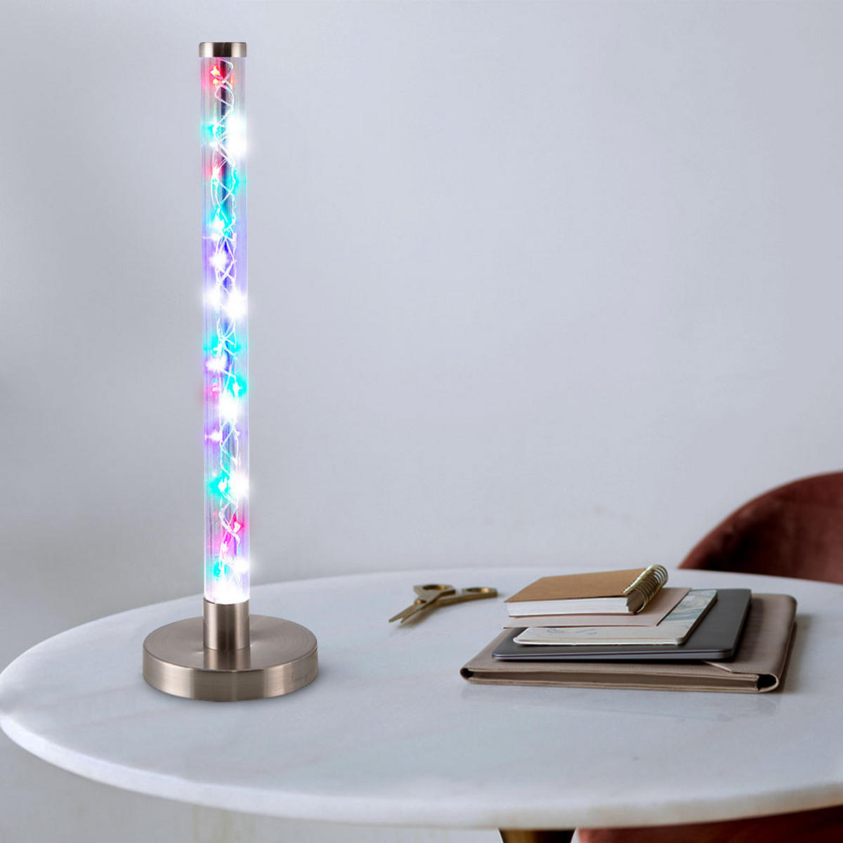 LED DEKOLEUCHTE Metall Silber - Silberfarben, Metall (10/10/42cm)