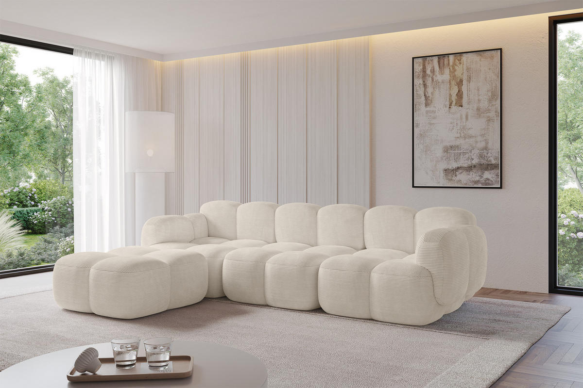 POUF Miko-Puf 90x90x45 cm Beige Cord Modular Sitzhocker - Schwarz/Grün, Holzwerkstoff/Kunststoff (90/43/90cm) - ALTDECOR