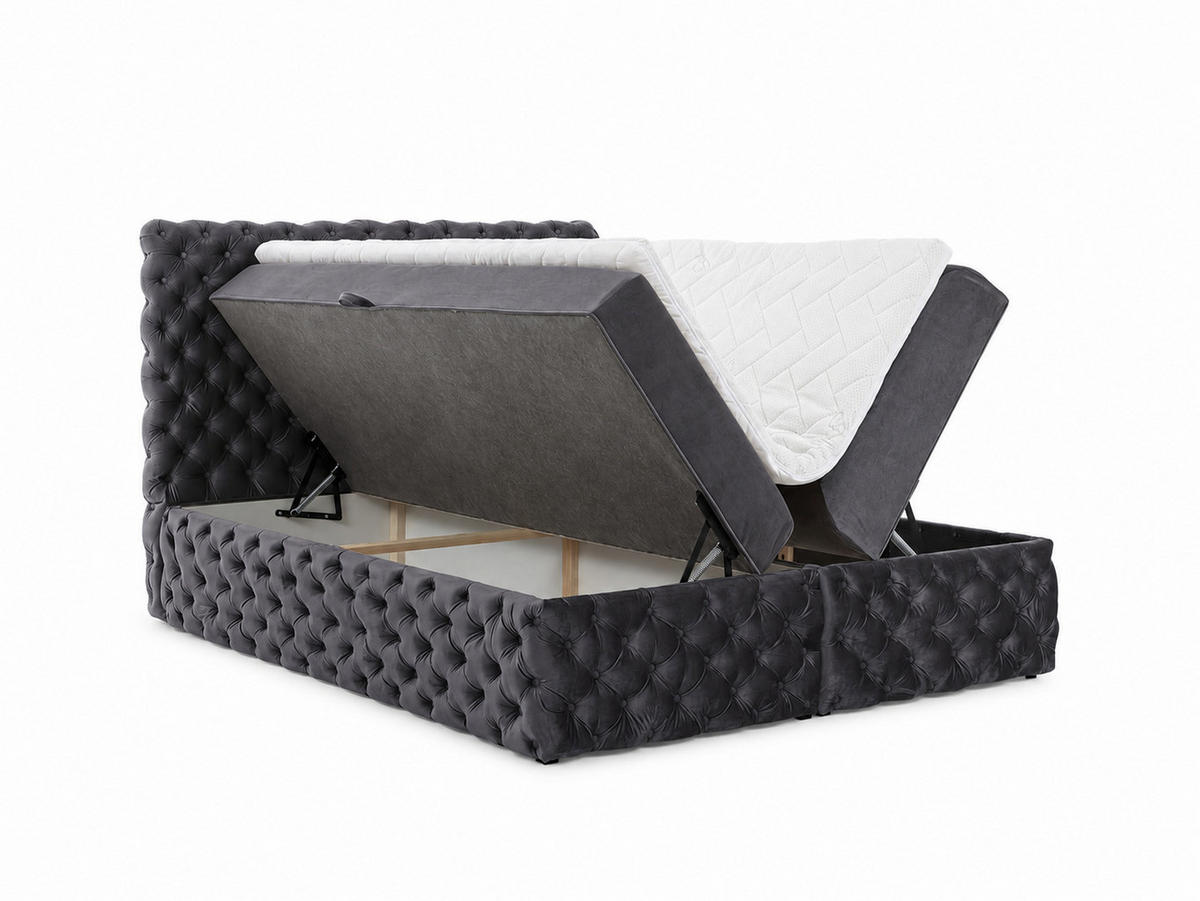 BOXBETT mit zwei Stauraum 120x200 cm in Graphit - Graphitfarben, Textil (120/200cm) - Home Collective