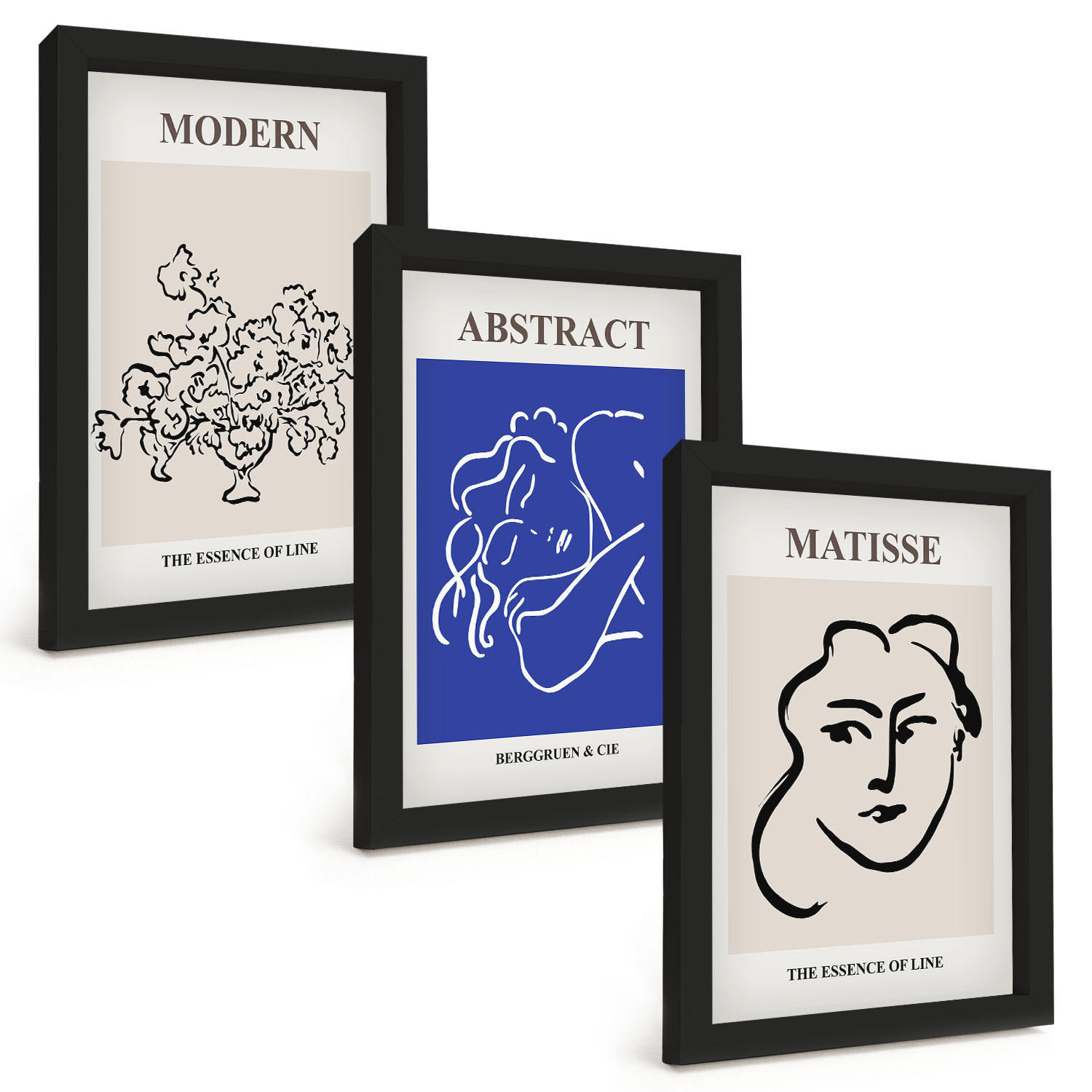 BILDER SET 3er Set - 20x30 cm Schwarzer Rahmen - Matisses moderne Plakate - Schwarz, Kunststoff (20/30cm) - TULUP
