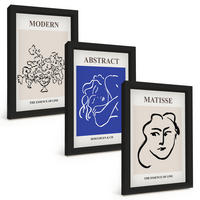 BILDER SET 3er Set - 20x30 cm Schwarzer Rahmen - Matisses moderne Plakate - Schwarz, Kunststoff (20/30cm) - TULUP