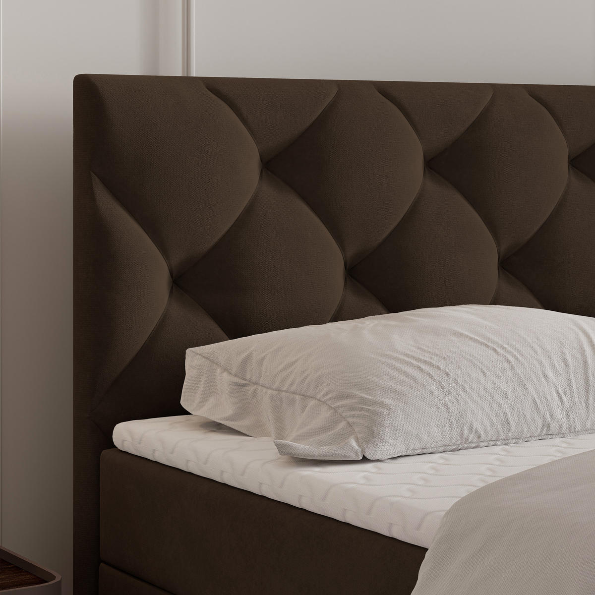 BOXBETT ROVARI 180x200 cm mit Matratze und Topper - Braun - Braun, Holz (180/200cm) - MASSENO