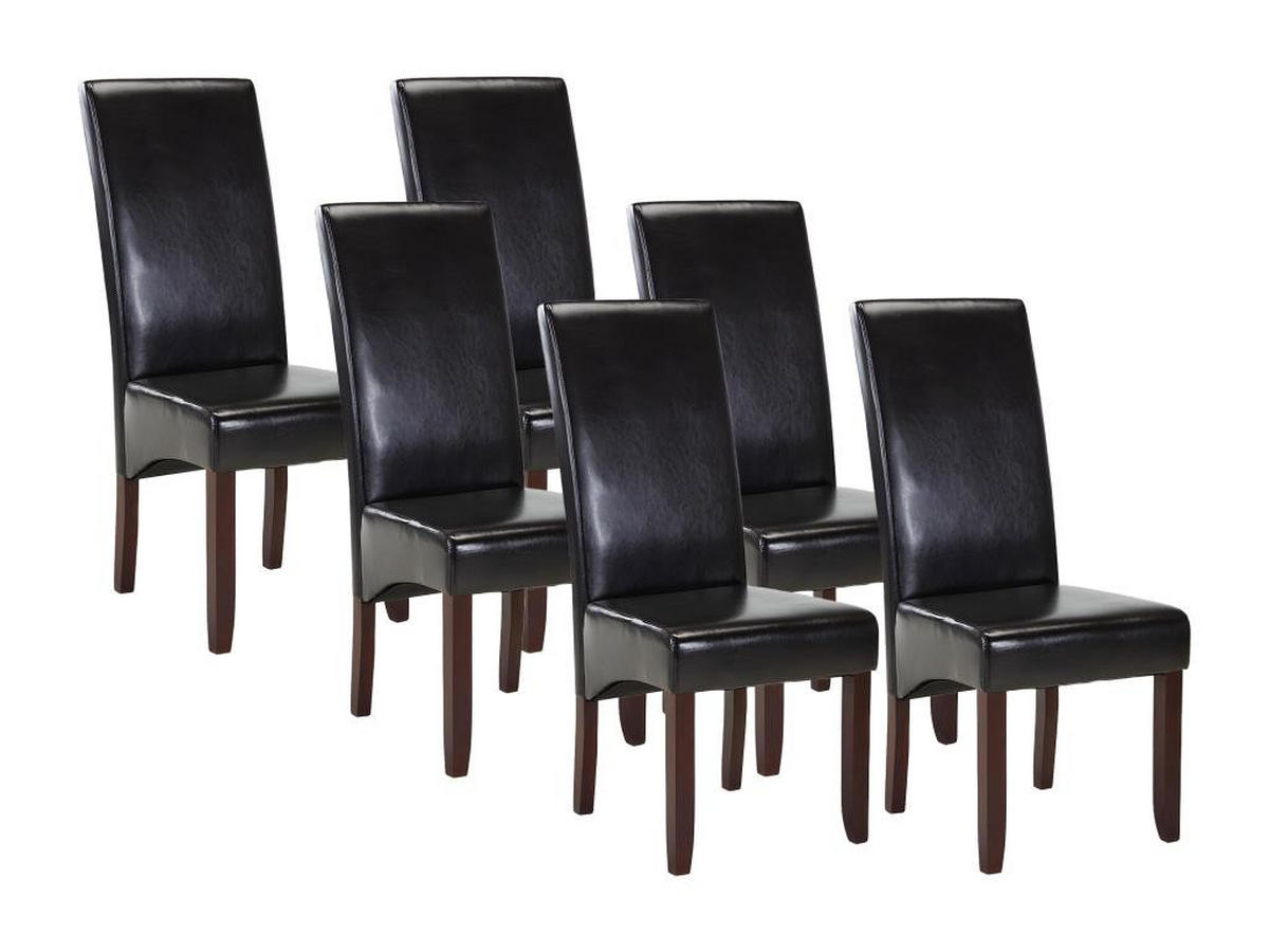 STUHL 6er-Set - Kunstleder - Braun - ROVIGO - Braun, Leder (63/107/47cm) - Vente-Unique