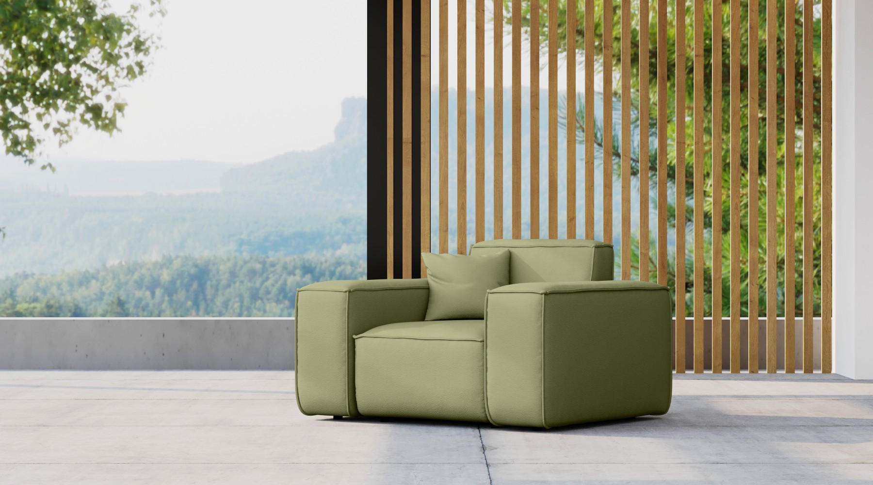 GARTENSESSEL Für Den Garten MALIBU Stoff Odyssey Hellgrün - Hellgrün, Holz (121/73/88cm) - Kaiser Möbel