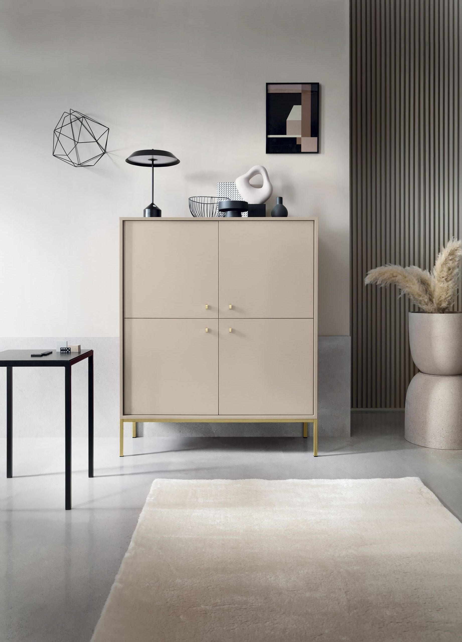 Thumbnail - Möblo Kommode, Beige, Gold, Holzwerkstoff, 104x125x39 cm, Wohnzimmer, Kommoden & Sideboards, Highboards