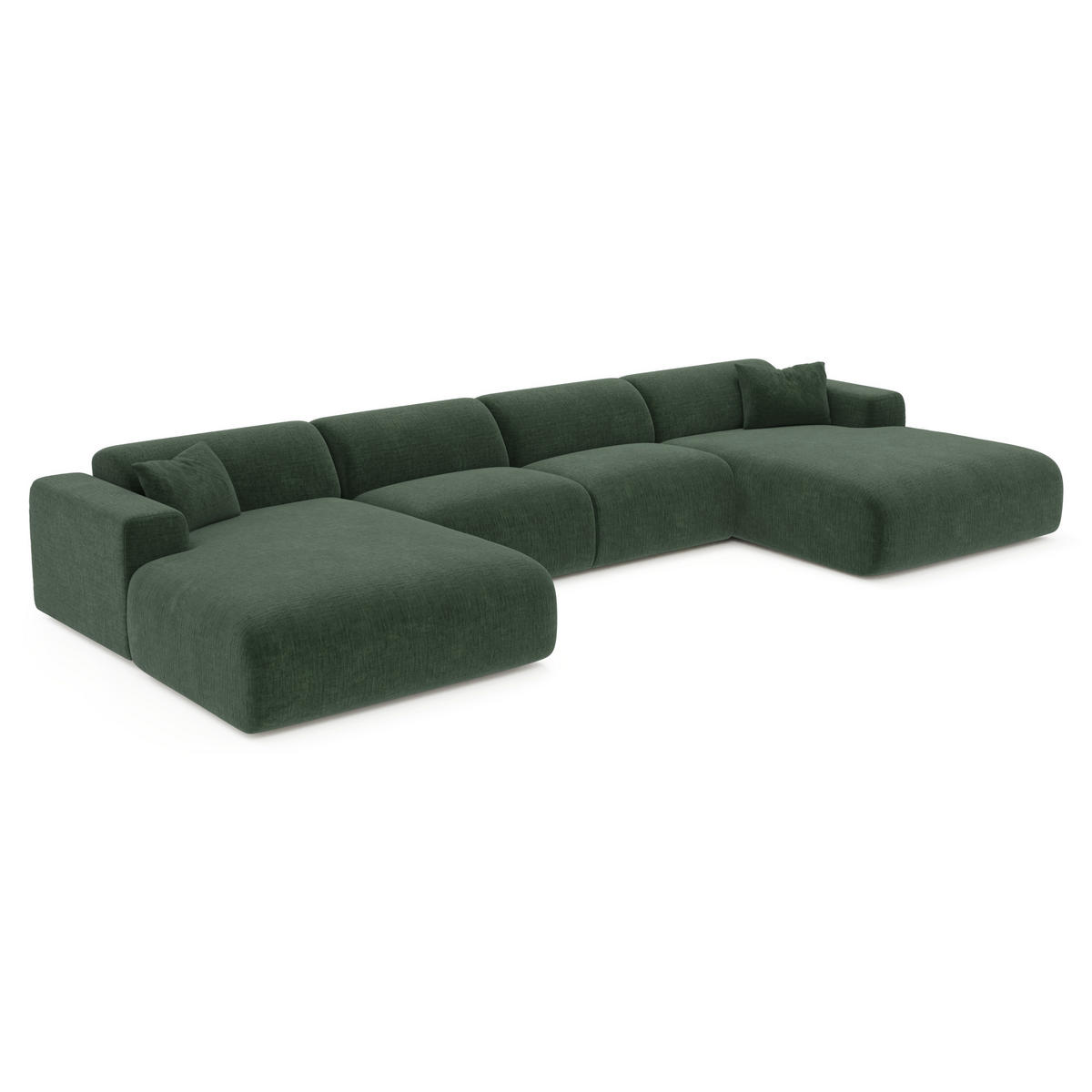 WOHNLANDSCHAFT Texturierter Samt Olivgrün 356cm - Olivgrün, Textil (356/73/166cm) - Sia Home
