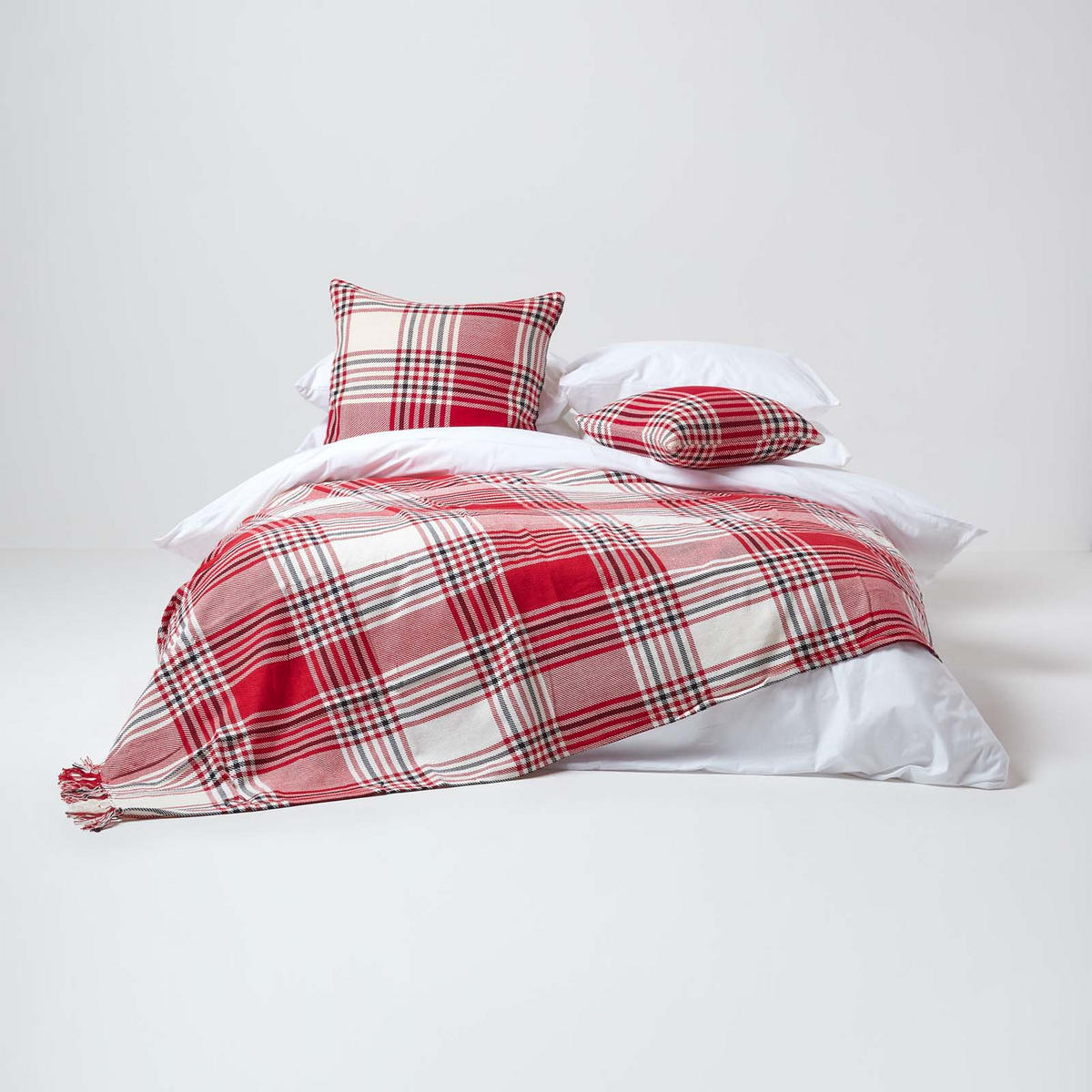 WOHNDECKE 150/200 cm, Schottenkaro, 100% Baumwolle - Rot, Textil (150/200cm) - Homescapes