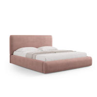BETT mit Bettkasten und Kopfteil Colonel aus Chenille-Stoff rosa 200x200cm - Pink, Textil (200/200cm) - Cosmopolitan Design