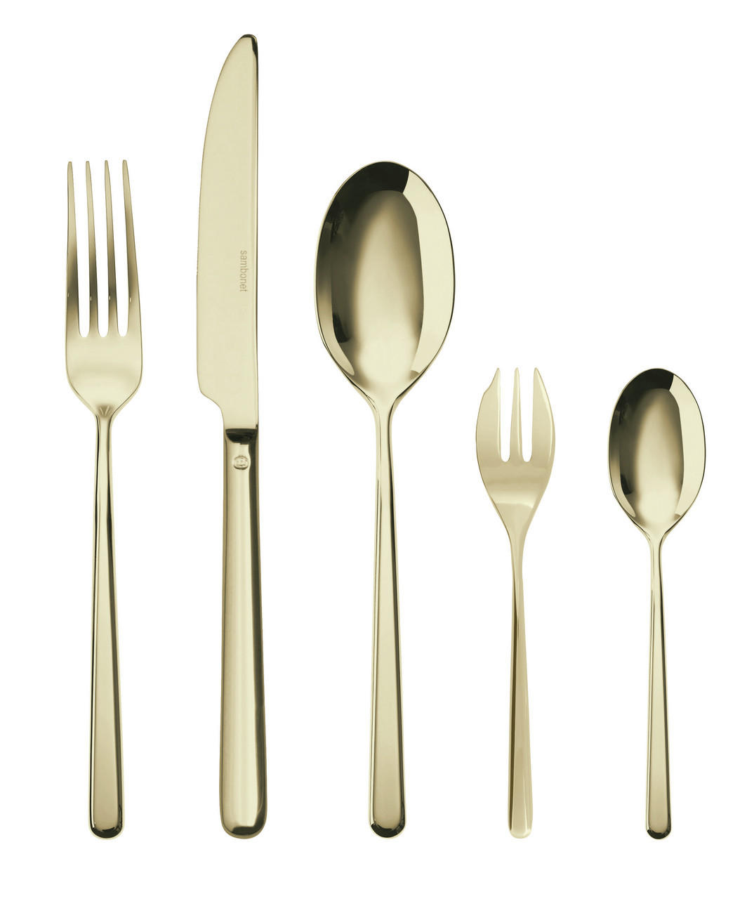 BESTECKSET Linear - Champagne - 30-teilig / 6 Personen - Champagner, Metall - Sambonet
