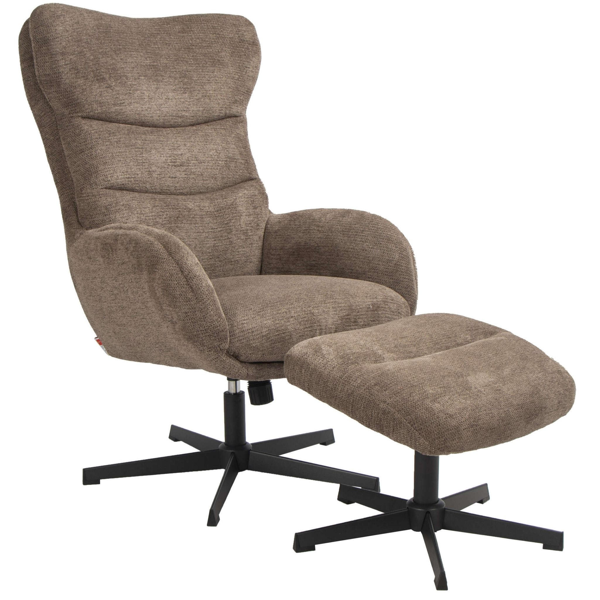 RELAXSESSEL Lucito braun inkl. Fußhocker - Schwarz/Braun, Textil/Metall (83/109/76cm) - Mr. Deko