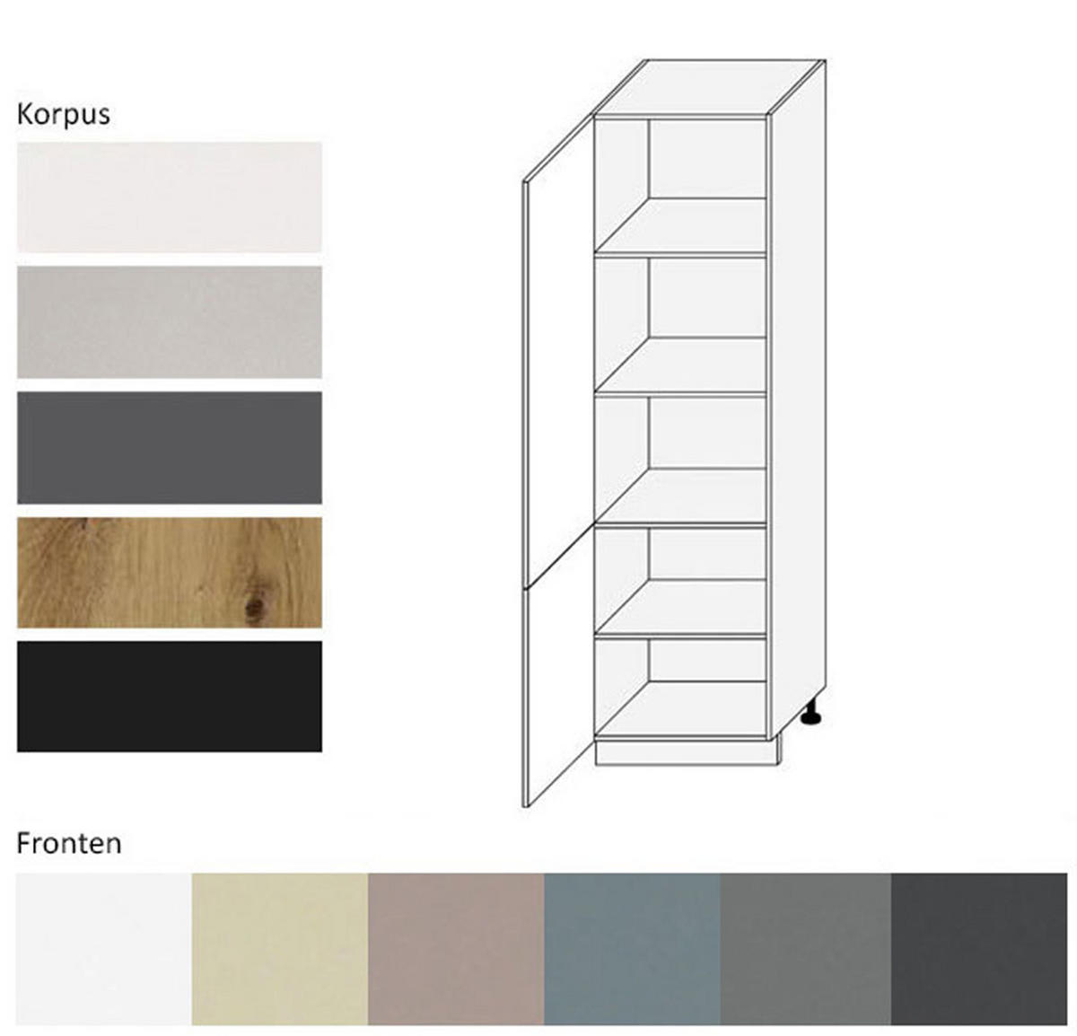 GESCHIRRSCHRANK Kvantum D14/DP/60/207 Graphit Matt / Grau Matt 60 / 59 / 207cm - Graphitfarben/Grau, Holz/Holzwerkstoff (60/207/59cm) - Feldmann-Wohnen
