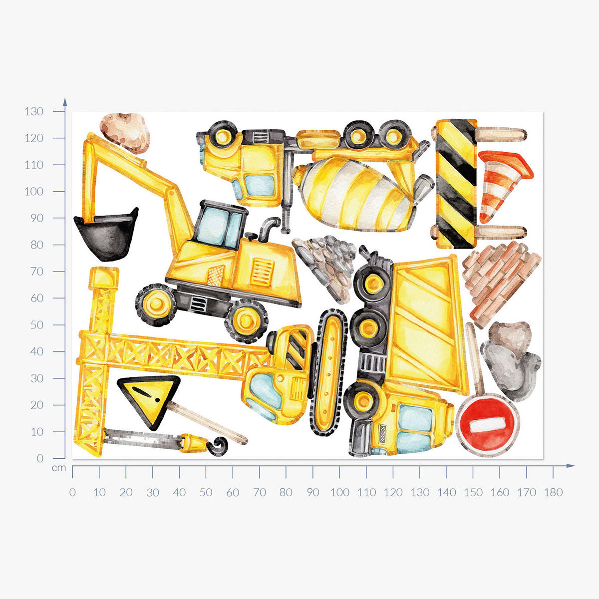 WANDAUFKLEBER 130x176cm - Arbeitsfahrzeuge und Maschinen - Multicolor, Kunststoff (130/176/0.1cm) - Wallfluent