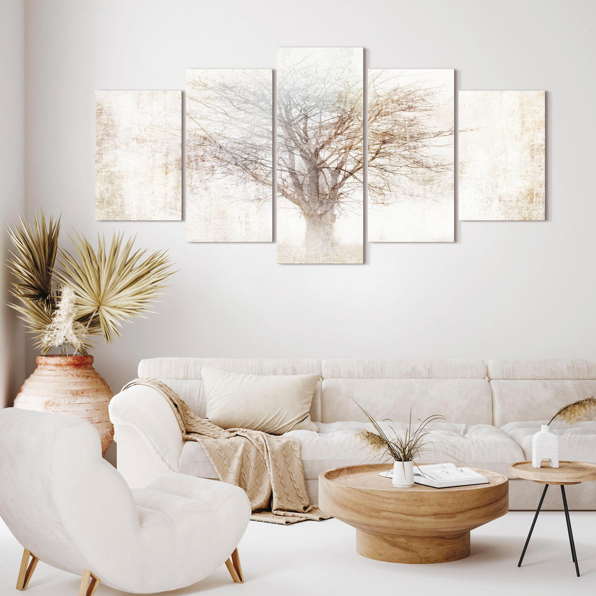 LEINWANDBILD Baum 5-tlg. 200x100 cm - Multicolor, Holz (200/100cm) - LUMASOUL