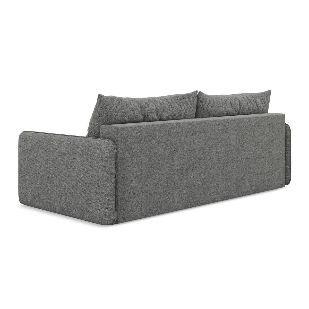 3-SITZER SOFA mit Schlaffunktion Chenille Stoff Grau - Schieferfarben/Schwarz, Kunststoff/Textil (216/86/105cm) - Makamii