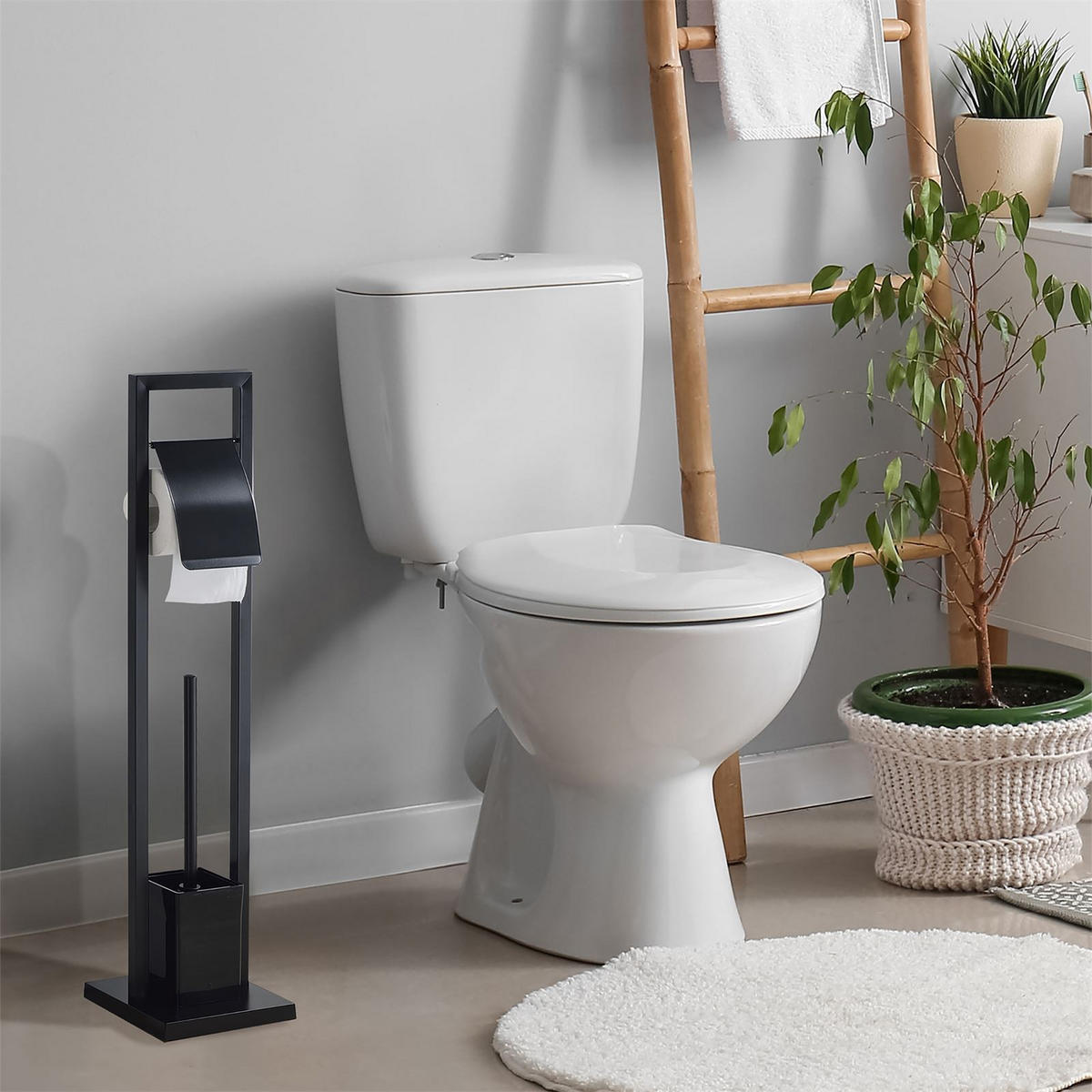 TOILETTENGARNITUR TOMA - Schwarz, Metall (18/75/18cm) - IDIMEX