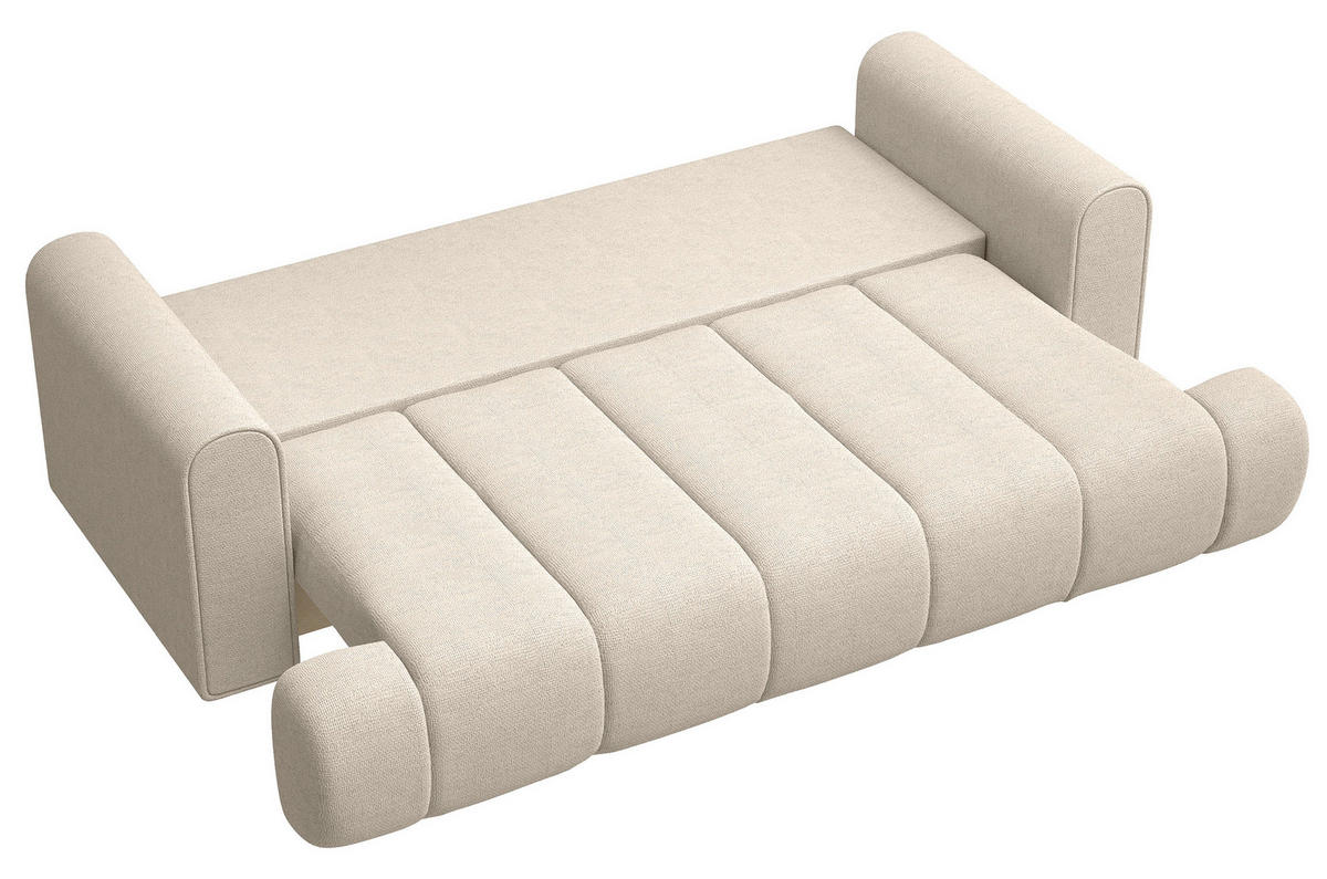 3-SITZER-SOFA Dandelino Hellbeige mit Schlaffunktion - Ecru/Schwarz, Kunststoff/Textil (250/90/112cm) - Selsey