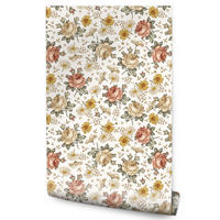 VLIESTAPETE Rosen und Kamillenblüten – Rosa, Gelb, Weiß – 50x1000 cm - Gelb/Rosa, Papier (50/1000cm) - Muralo
