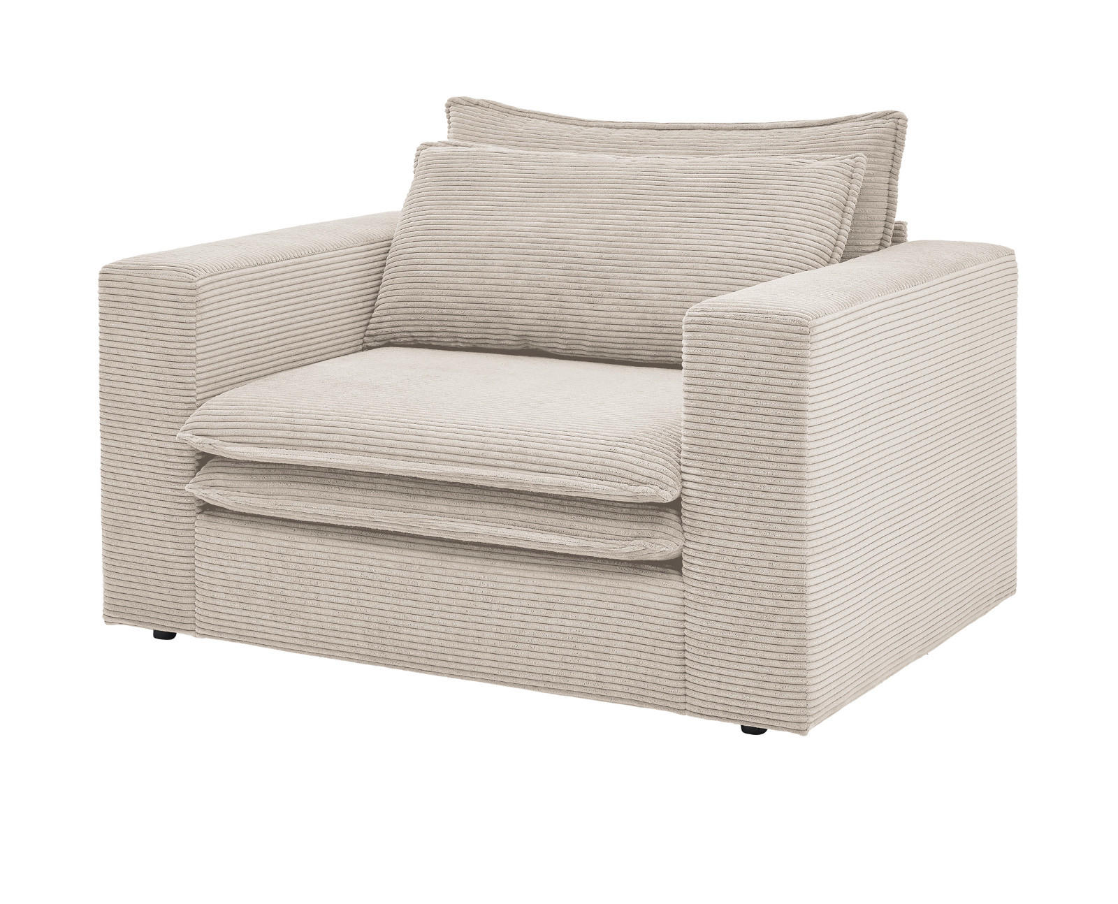 LOVESEAT beige Cord, Loungesessel 125 cm - Beige, Holz/Kunststoff (125/83/91cm) - Furn.Design