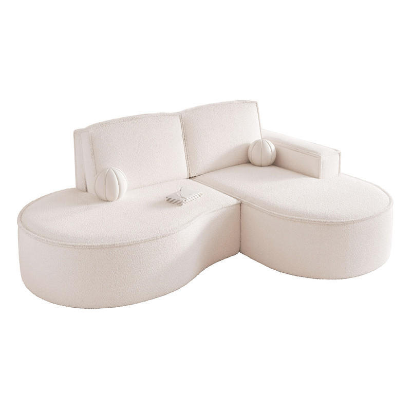 ECKSOFA SOFIA Bouclé-Stoff in Weiß - Weiß, Holzwerkstoff/Kunststoff (210/157cm) - Idohome