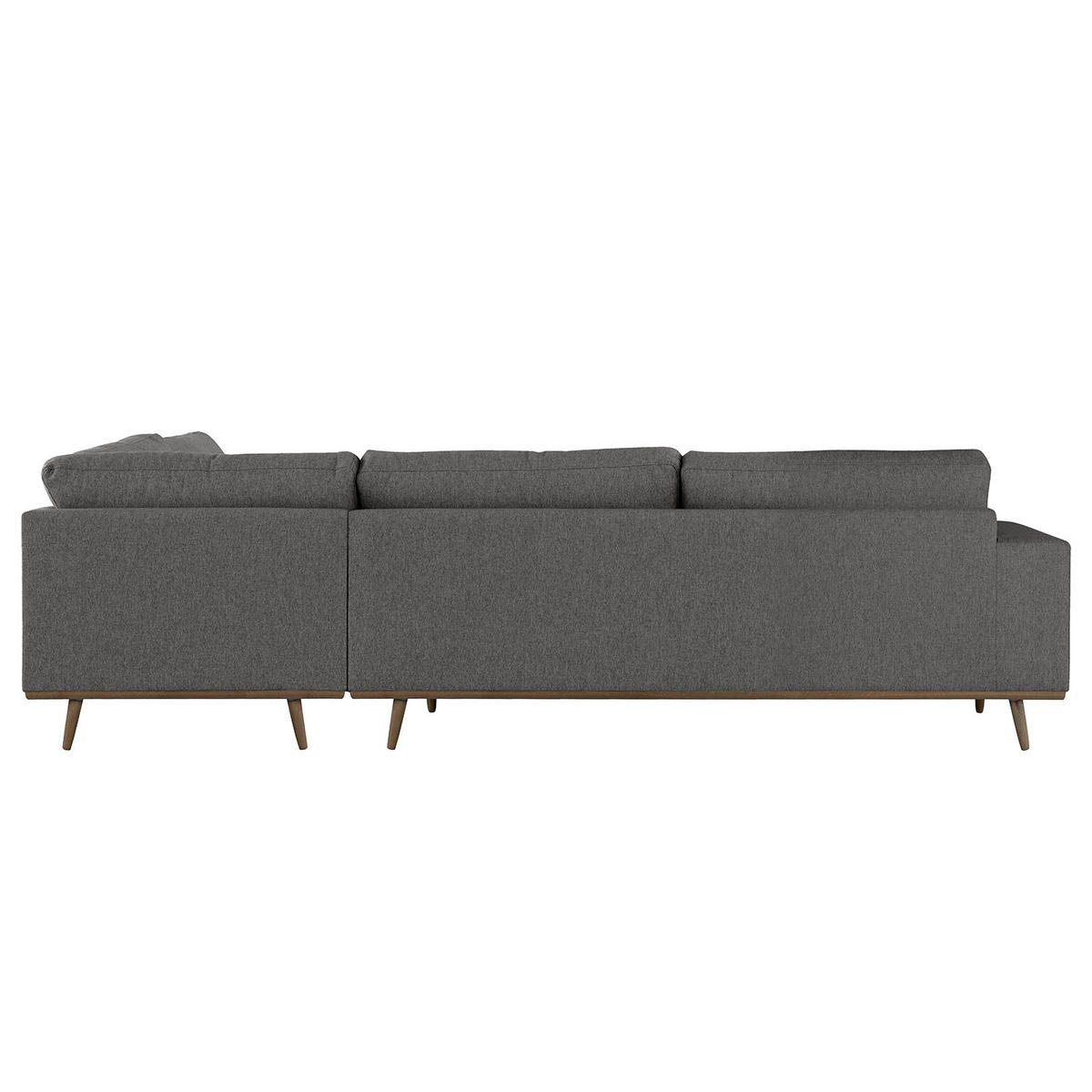 ECKSOFA mit Ottomane - Eichefarben/Dunkelgrau, Eichenholz/Textil (287/219cm) - home24